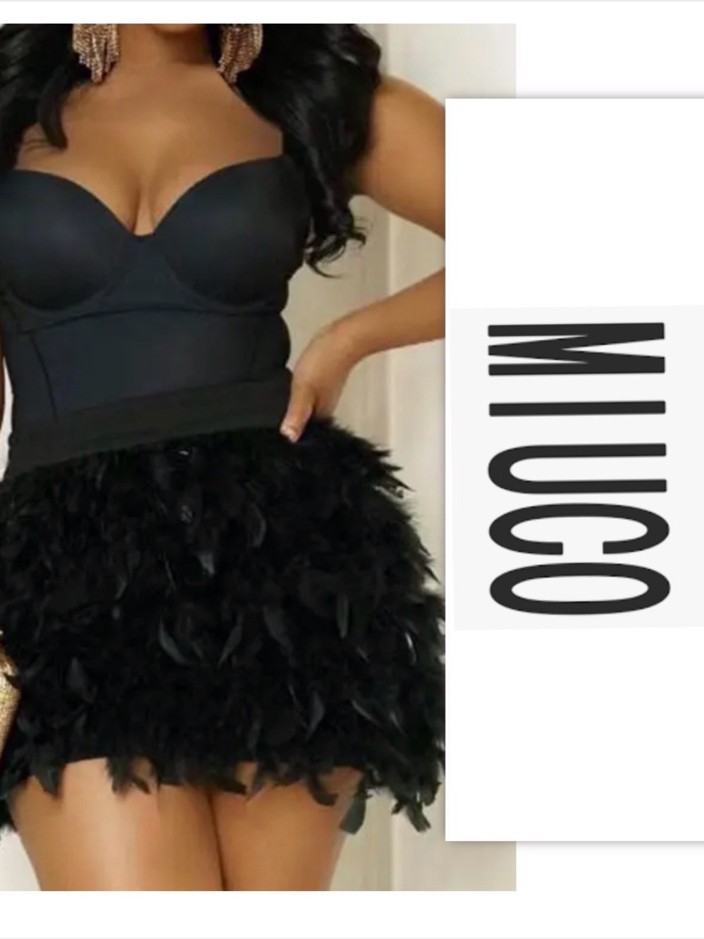 MIUCO BLACK FEATHER SKIRT